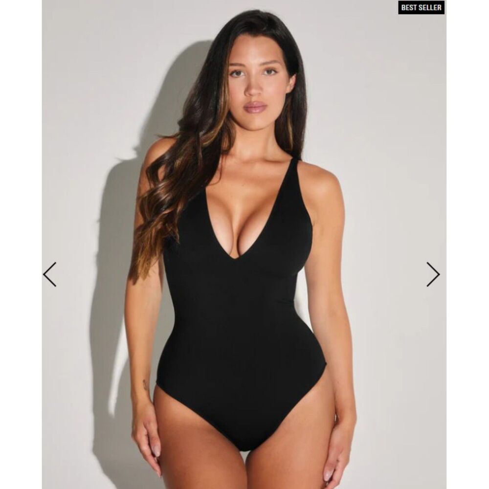 TA3 Plungey Black Corset Back Sculpting One Piece Swimsuit XS Reg/Long NWT - Picture 2 of 9